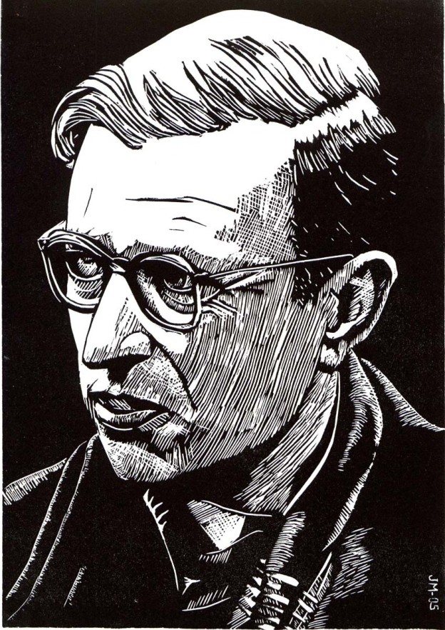 Jacques Moiroud 2005 Jean Paul Sartre 7x10in